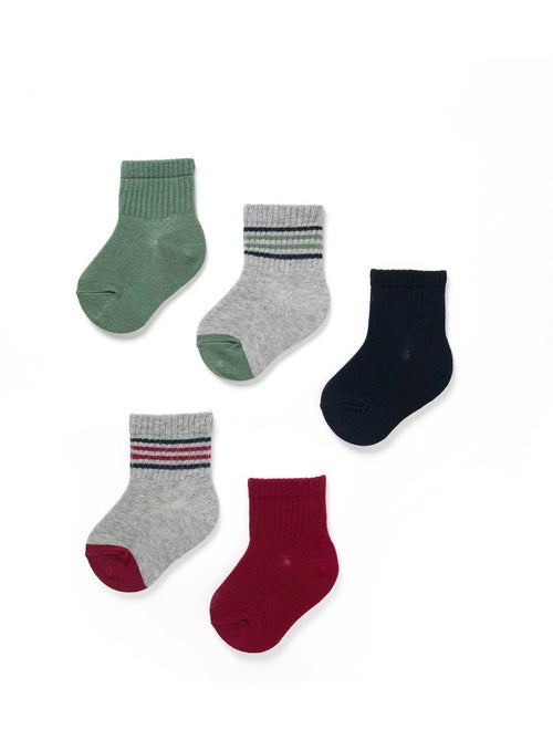 Pack de 5 pares de calcetines lisos/a rayas - Kiabi