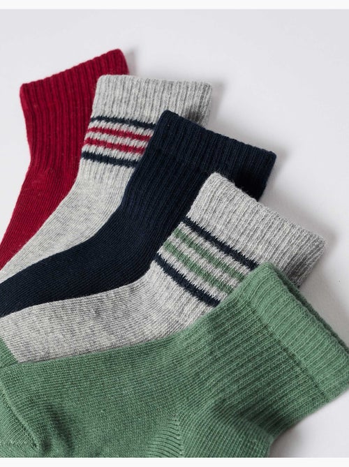 Pack de 5 pares de calcetines lisos/a rayas - Kiabi