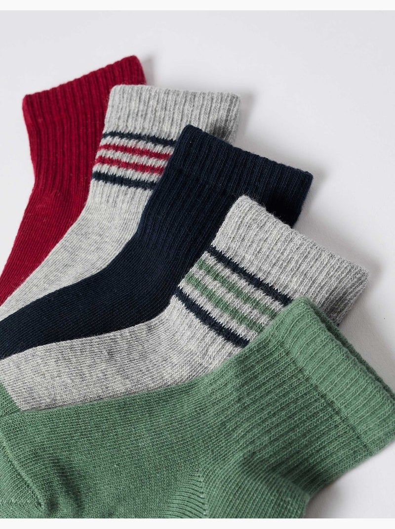 Pack de 5 pares de calcetines lisos/a rayas Multicolor - Kiabi