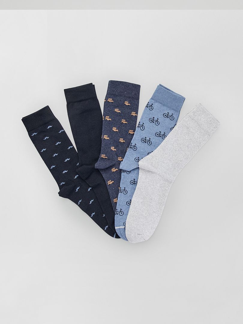 Pack de 5 pares de calcetines marino/gris - Kiabi