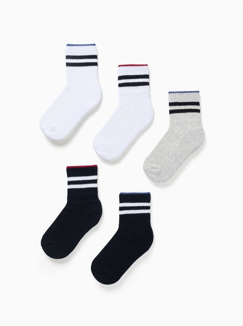 Pack de 5 pares de calcetines midi deportivos - Kiabi Pack de 5 pares de calcetines midi deportivos - Kiabi