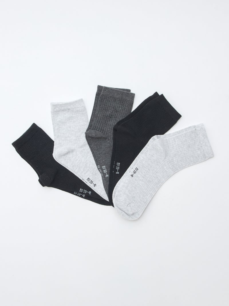 Pack de 5 pares de calcetines Negro - Kiabi