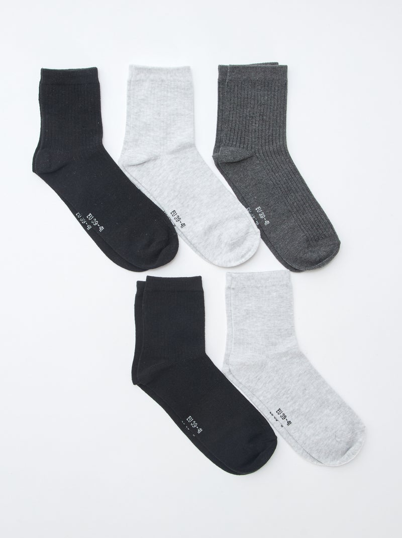 Pack de 5 pares de calcetines Negro - Kiabi