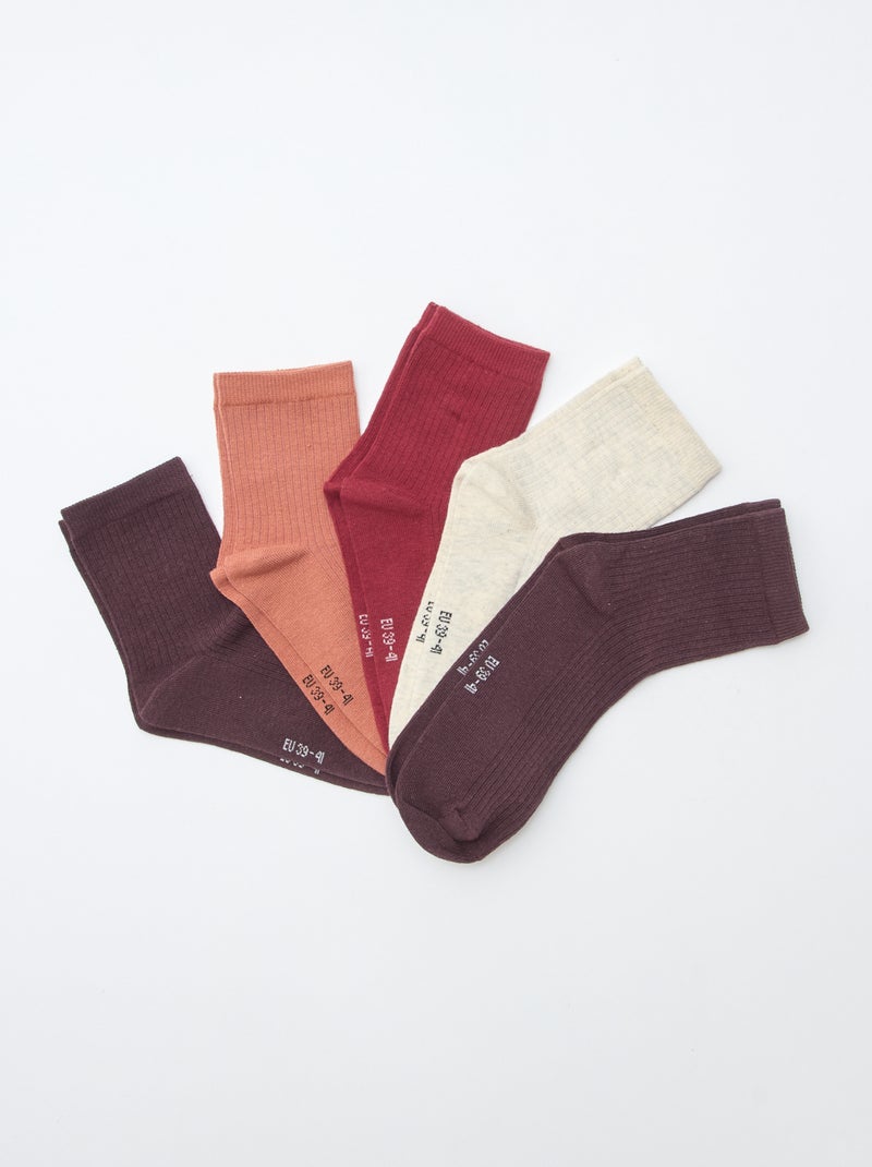 Pack de 5 pares de calcetines Rojo - Kiabi