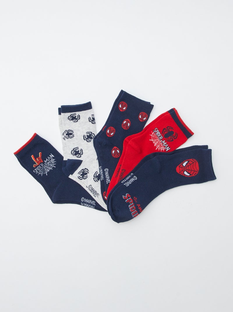 Pack de 5 pares de calcetines 'Spiderman' Azul - Kiabi