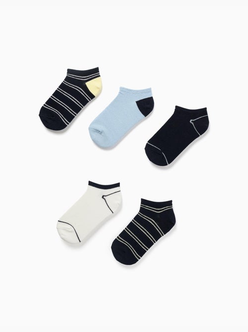 Pack de 5 pares de calcetines tobilleros a rayas - Kiabi Pack de 5 pares de calcetines tobilleros a rayas - Kiabi