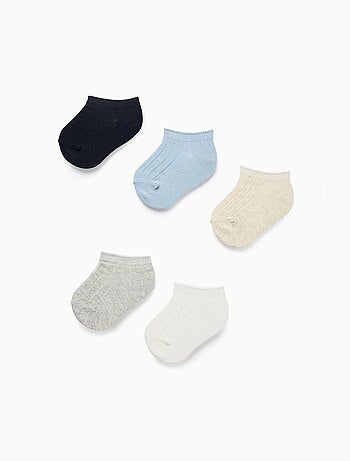Pack de 5 pares de calcetines tobilleros acanalados