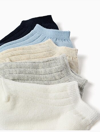 Pack de 5 pares de calcetines tobilleros acanalados