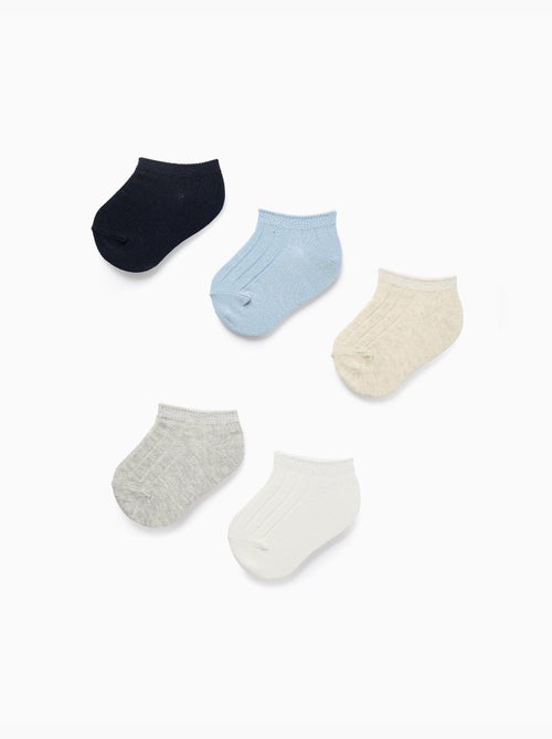 Pack de 5 pares de calcetines tobilleros acanalados - Kiabi