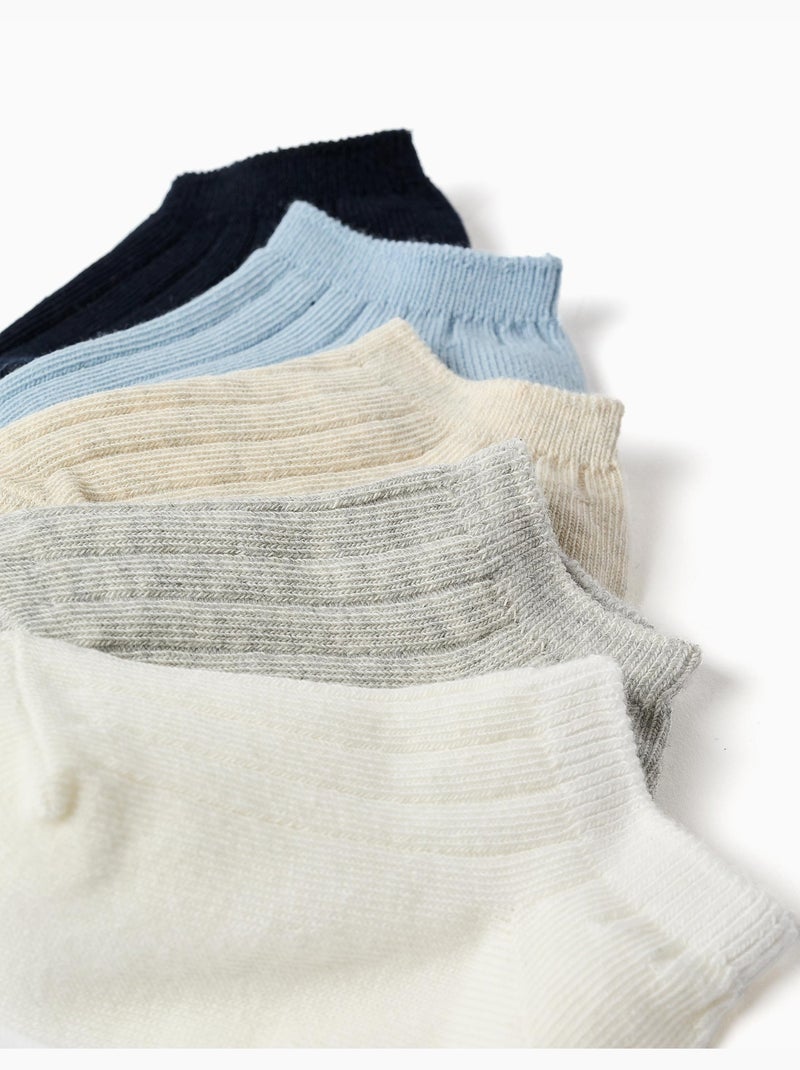 Pack de 5 pares de calcetines tobilleros acanalados Azul beige Gris - Kiabi