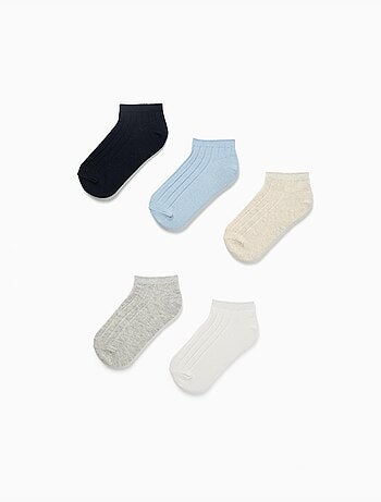 Pack de 5 pares de calcetines tobilleros acanalados