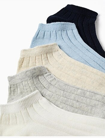 Pack de 5 pares de calcetines tobilleros acanalados