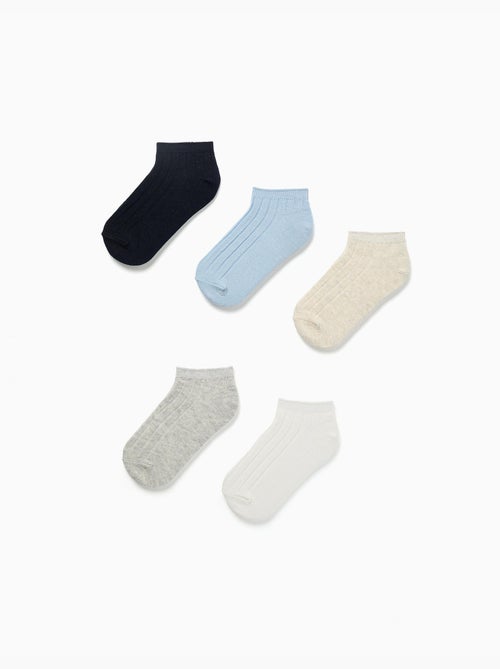 Pack de 5 pares de calcetines tobilleros acanalados - Kiabi