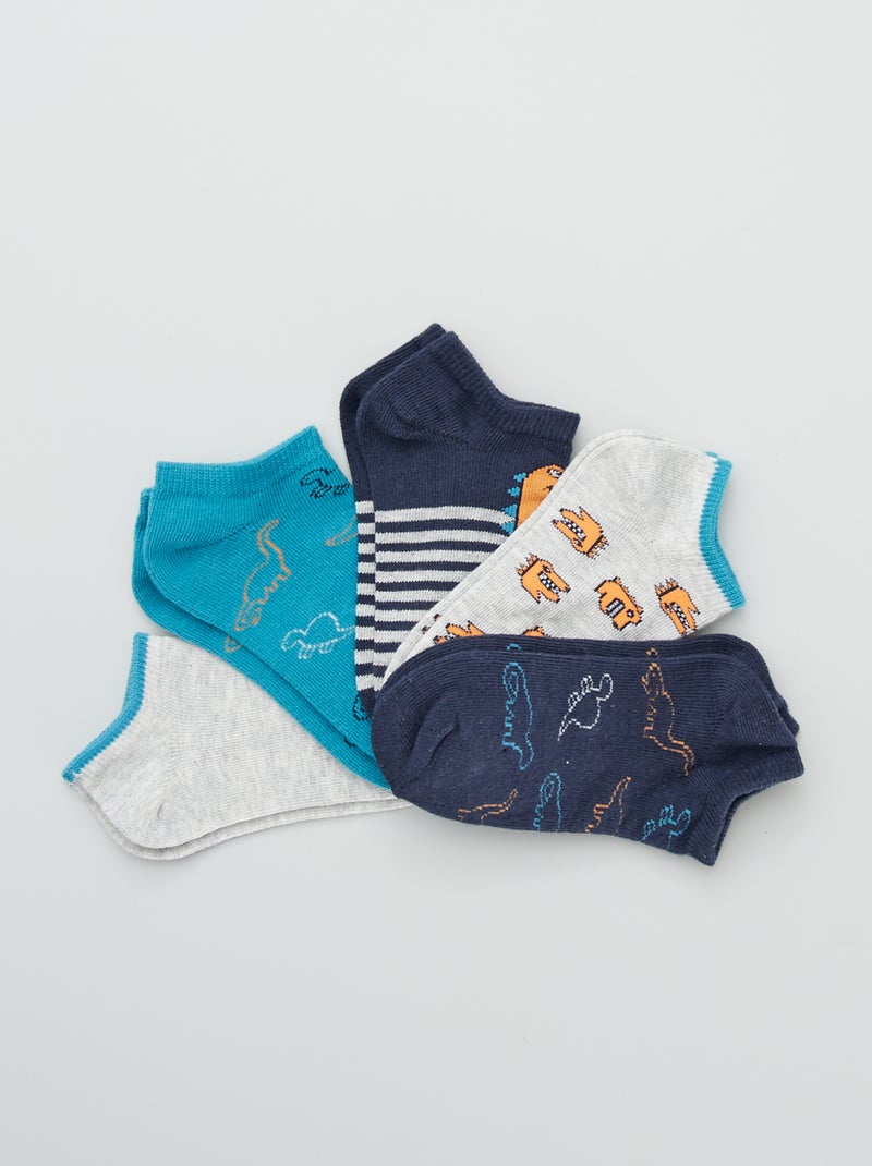 Pack de 5 pares de calcetines tobilleros AZUL - Kiabi