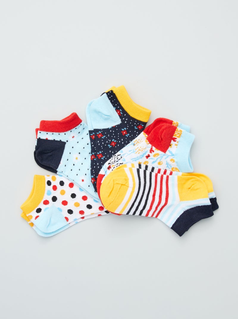 Pack de 5 pares de calcetines tobilleros azul/blanco - Kiabi