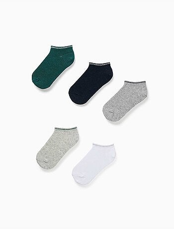 Pack de 5 pares de calcetines tobilleros con cañas a rayas