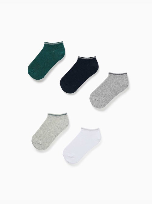 Pack de 5 pares de calcetines tobilleros con cañas a rayas - Kiabi Pack de 5 pares de calcetines tobilleros con cañas a rayas - Kiabi