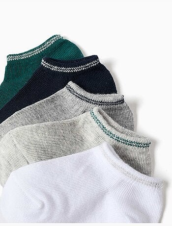 Pack de 5 pares de calcetines tobilleros con cañas a rayas