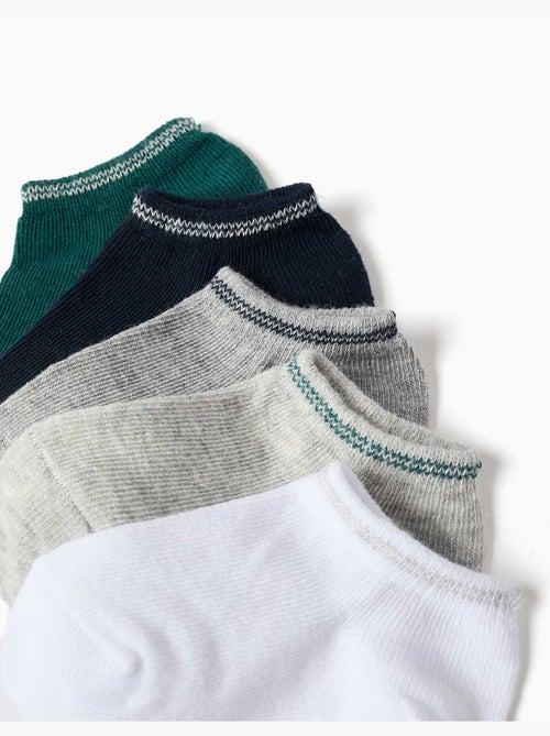 Pack de 5 pares de calcetines tobilleros con cañas a rayas - Kiabi