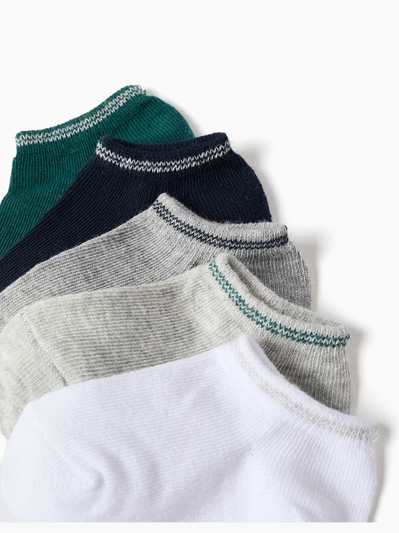 Pack de 5 pares de calcetines tobilleros con cañas a rayas Multicolor - Kiabi