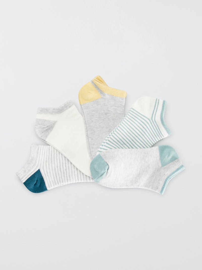 Pack de 5 pares de calcetines tobilleros GRIS - Kiabi