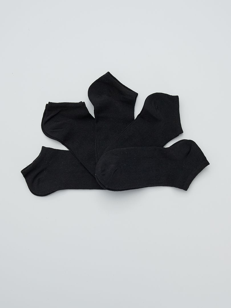 Pack de 5 pares de calcetines tobilleros negro - Kiabi