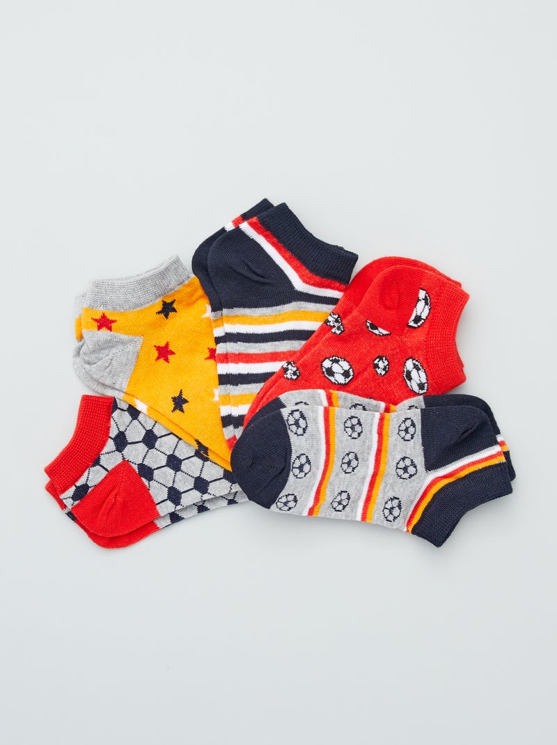 Pack de 5 pares de calcetines tobilleros rojo/gris - Kiabi