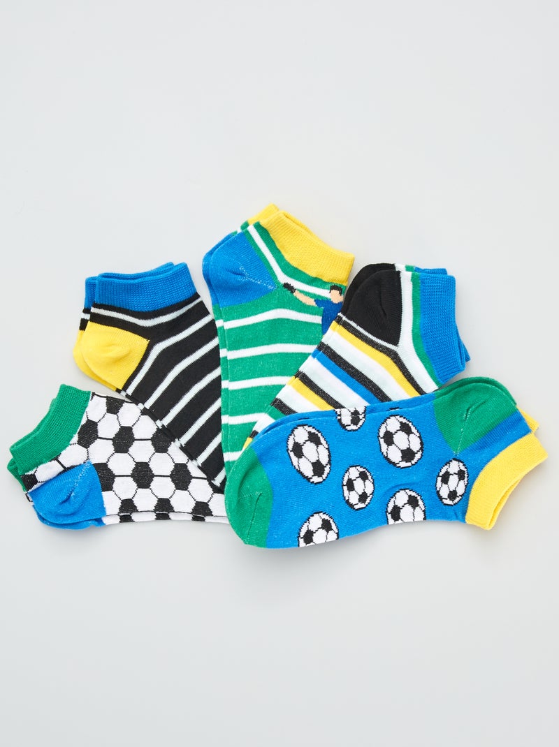 Pack de 5 pares de calcetines tobilleros verde/azul - Kiabi