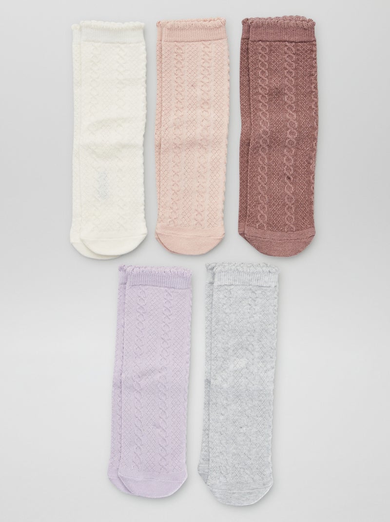 Pack de 5 pares de calcetines trenzados PURPURA - Kiabi