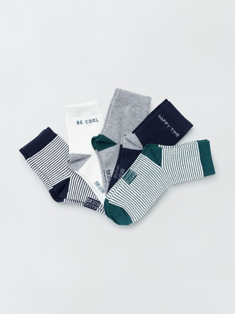 Pack de 5 pares de calcetines VERDE - Kiabi