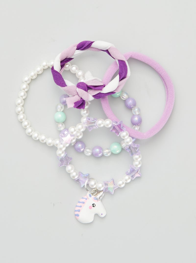 Pack de 5 pulseras 'unicornios' PURPURA - Kiabi