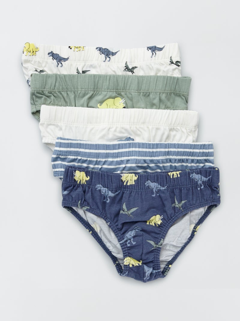 Pack de 5 slips de algodón AZUL - Kiabi