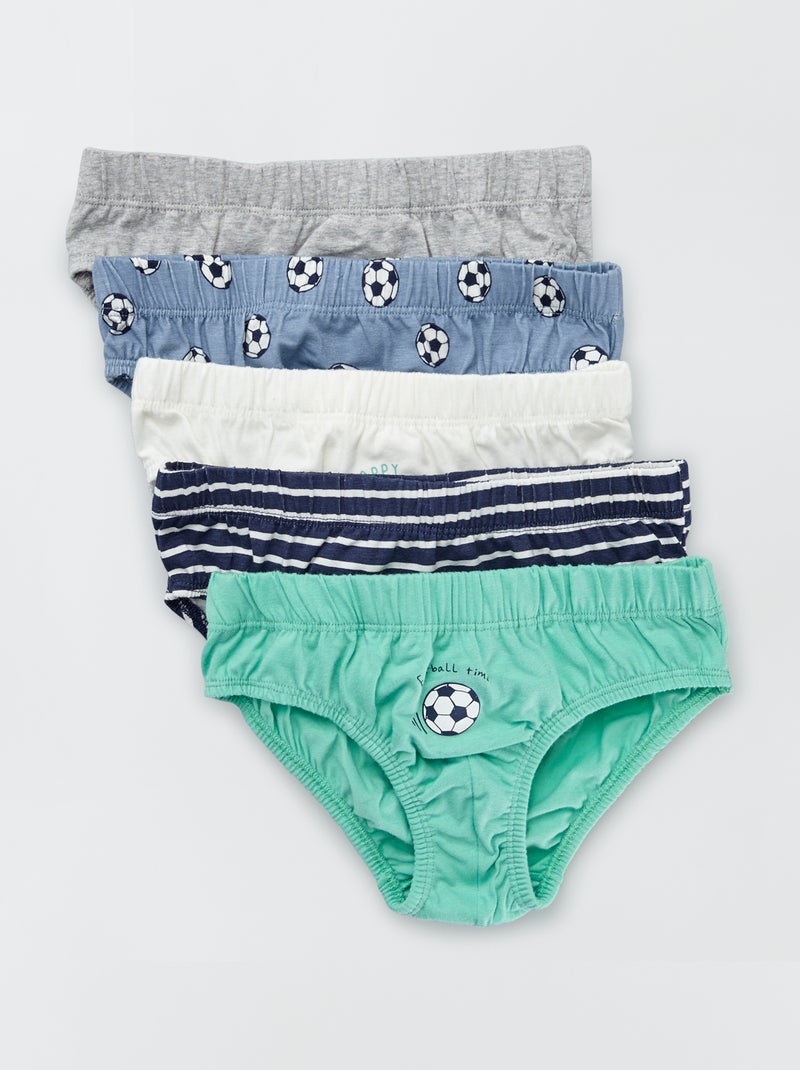 Pack de 5 slips de algodón AZUL - Kiabi