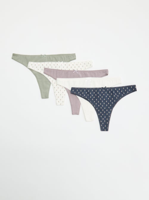 Pack de 5 tangas de algodón - Kiabi