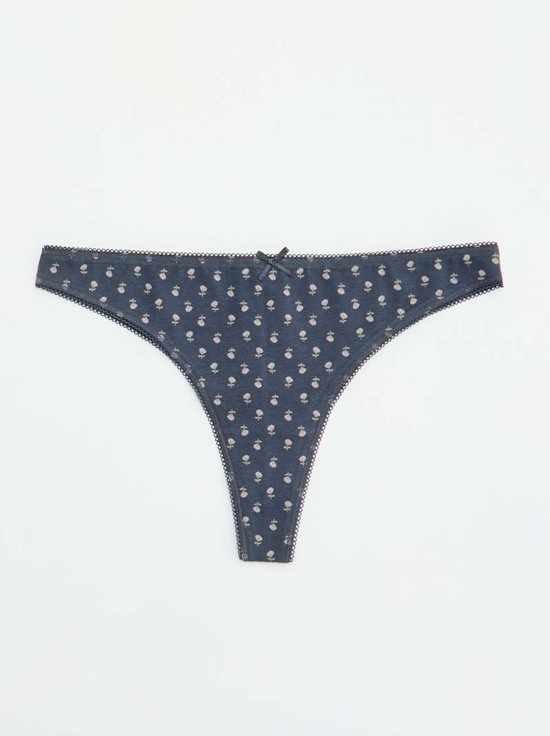 Pack de 5 tangas de algodón Azul - Kiabi