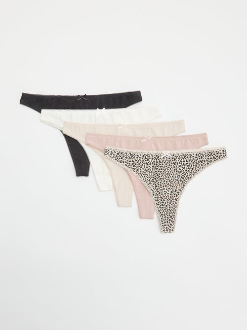 Pack de 5 tangas de algodón - Kiabi