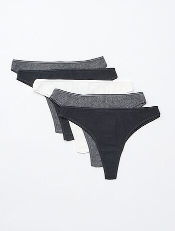 Pack de 5 tangas de punto acanalado