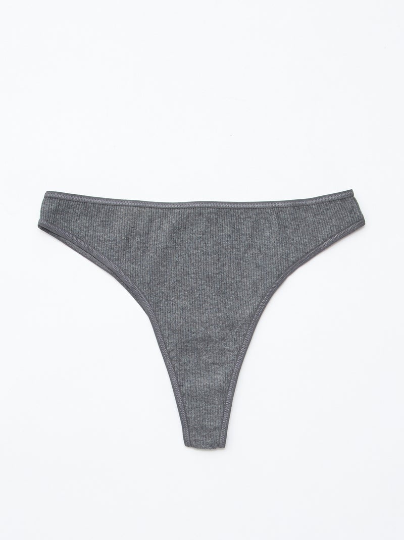 Pack de 5 tangas de punto acanalado Gris - Kiabi