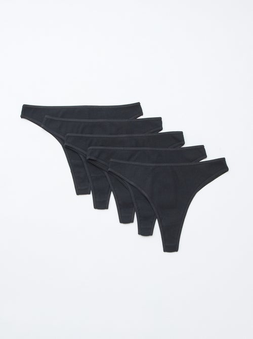 Pack de 5 tangas de punto acanalado - Kiabi