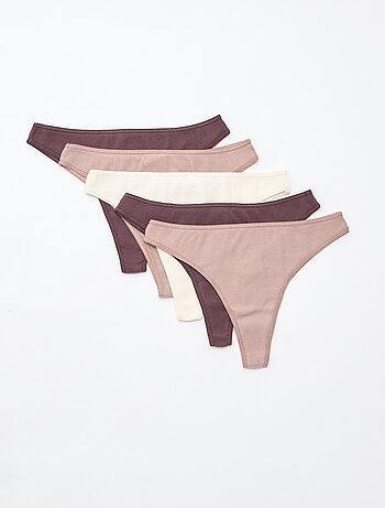 Pack de 5 tangas de punto acanalado