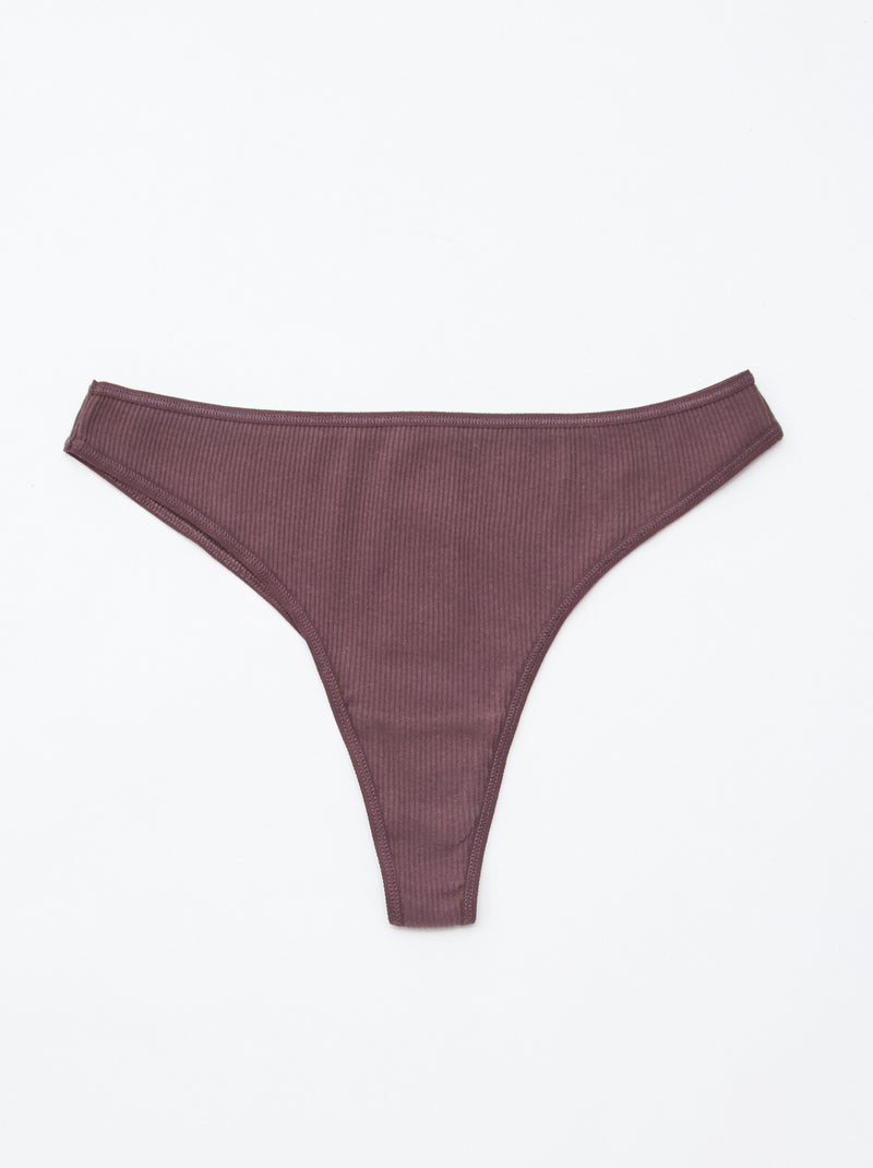 Pack de 5 tangas de punto acanalado Purpura - Kiabi