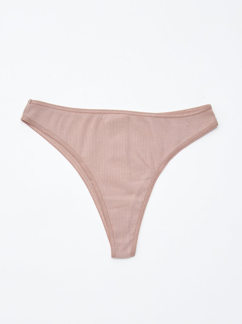 Pack de 5 tangas de punto acanalado Purpura - Kiabi