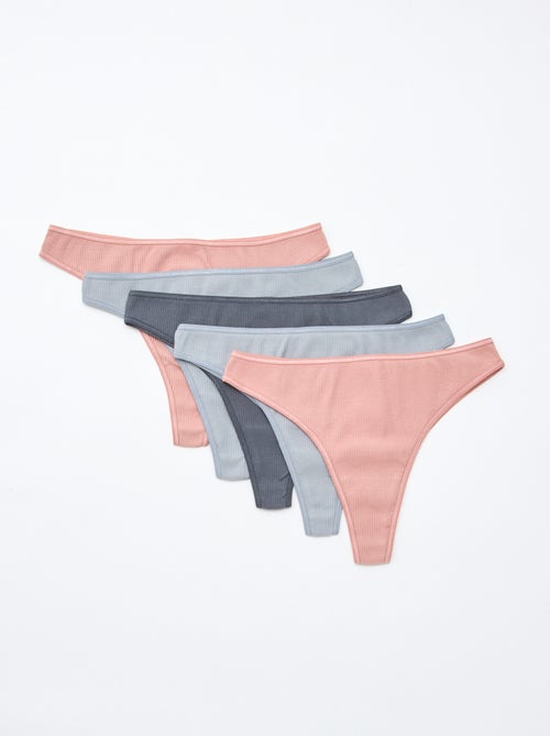 Pack de 5 tangas de punto acanalado - Kiabi