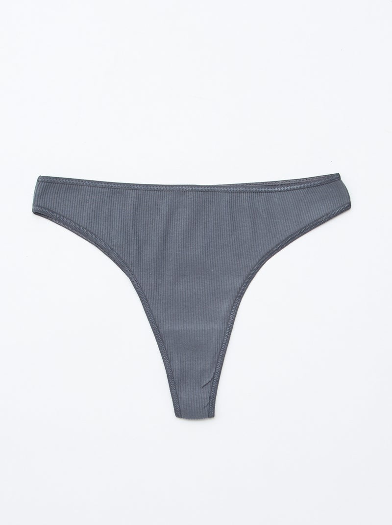 Pack de 5 tangas de punto acanalado Rosa - Kiabi