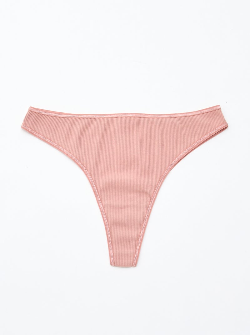 Pack de 5 tangas de punto acanalado Rosa - Kiabi