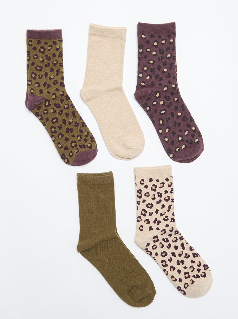 Pack de 5 pares de calcetines Beige - Kiabi
