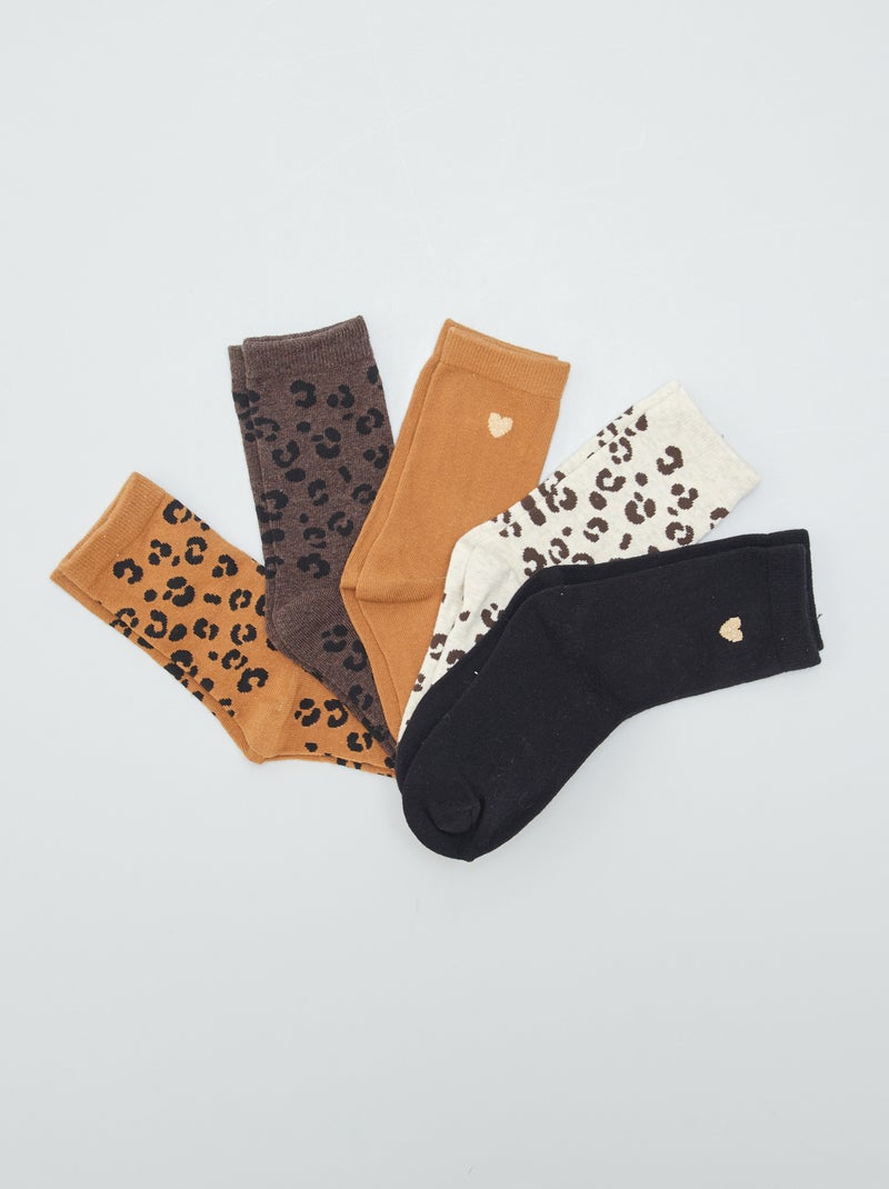 Pack de 5 pares de calcetines MARRON - Kiabi