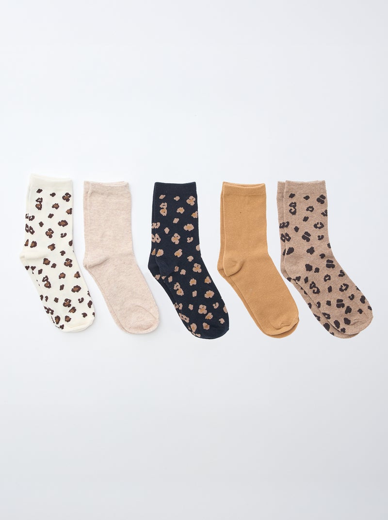 Pack de 5 pares de calcetines Marron - Kiabi