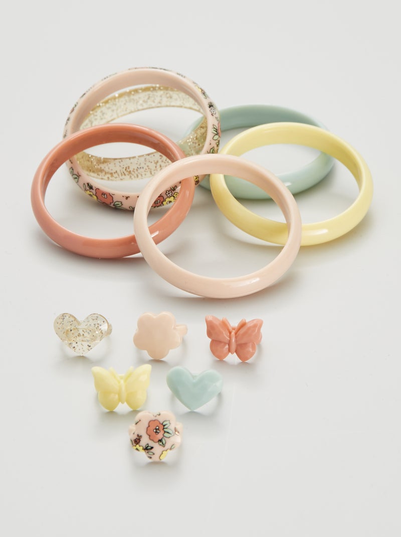 Pack de 6 anillos + pulseras multicolor - Kiabi