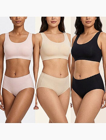 Pack de 6 Bragas Mujer Moldeadoras Invisibles Encaje y Laser OZABI